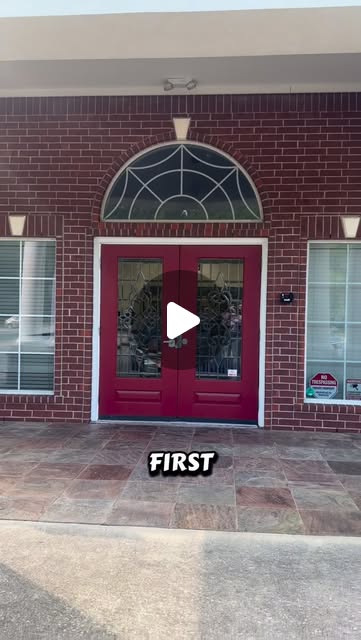 Entrance to First Achievers Childcare with its red double doors