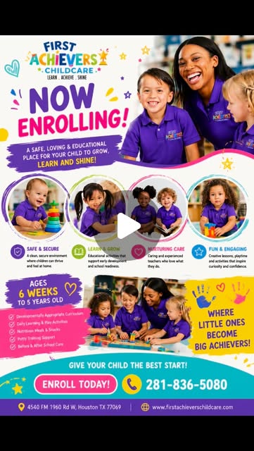 First Achievers enrollment overview highlighting safety, care, and learning